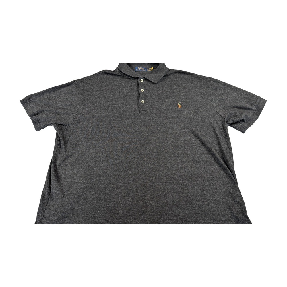 Polo Ralph Lauren Mens 2XB Polo Shirt‎ Charcoal Gray Heather Short Sleeve Logo